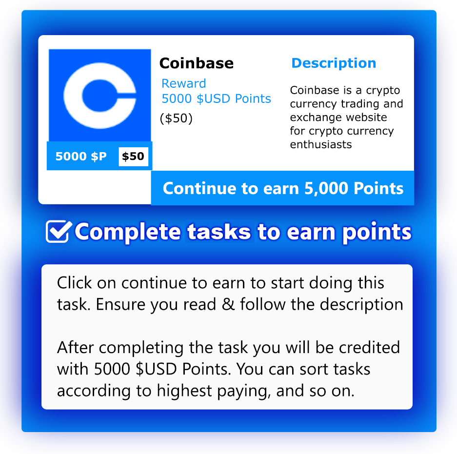 complete tasks to earn points